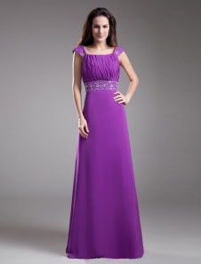 robe énigmatique de soirée pourpre fourreau en chiffon effet col bateau longueur plancher