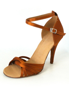 Populaire chaussure de latine à tordu en satin à talon aigu et bout ouvert