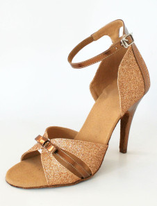 Chaussures de latine en tissu de paillette à bout ouvert