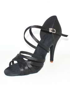 Chaussures de latine croisées en satin à talon aigu et peep-toe