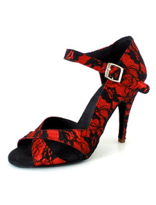 Chaussures de danse latine en dentelle imprimée fleurie