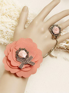 Bracelet Lolita doux coton Orange avec anneau