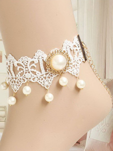 Coton blanc perler Lolita cheville pour les femmes?