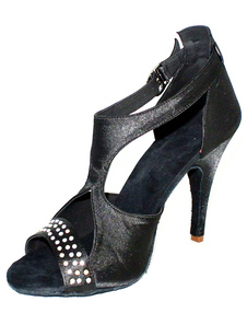 Chaussures de danse latine en satin avec strass