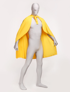 Fabuleux Lycra jaune Spandex unisexe Zentai Poncho