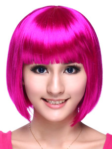 Perruque douce courte droite rouge melon de kanekalon