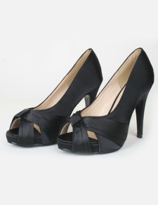 Chaussures unicolores à bout ouvert en soie et satin