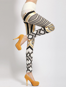 Leggins blancs de style tribal imprimés géométriques