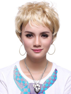 Perruque parfaite courte or de kanekalon frisée