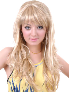 Fabuleuse perruque longue frisée or de kanekalon classique