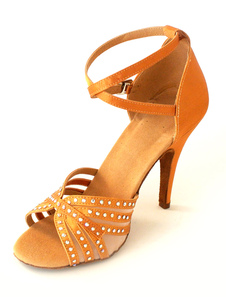 Chaussures de latine oranges à peep-toe et talon aigu