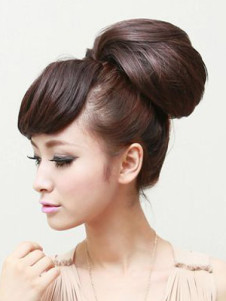 Extensions de cheveux bruns synthétiques courts bouclés mode chic pour femme