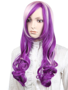 Perruque chic longue frisée multicolore synthétique classique