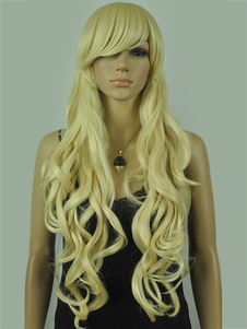 Perruque chic longue frisée or synthétique classique