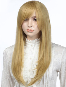 Perruque parfaite longue or synthétique droite