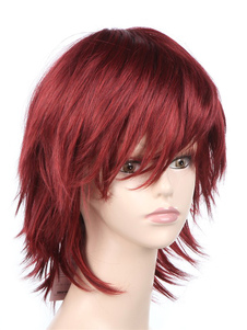 Perruque courte bordeaux synthétique frisée