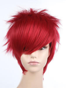 Unique perruque courte rouge synthétique droite