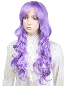 Perruque fascinante longue frisée violette synthétique classique