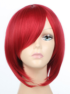 Perruque parfaite courte rouge synthétique droite