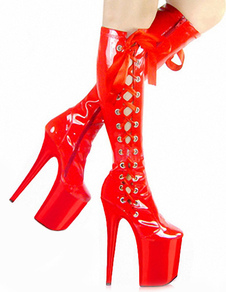 Bottes sexy à talons avec lacets et noeud