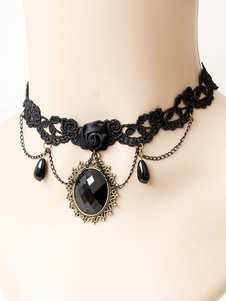 Ensemble de bijoux de Lolita de qualité acrylique noir pour les femmes