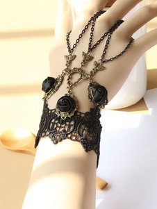 Ensemble de bijoux lolita noir tissé avec roses noires