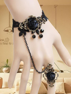 Mignonne fleur noir Lolita Metal Bracelet pour Dame