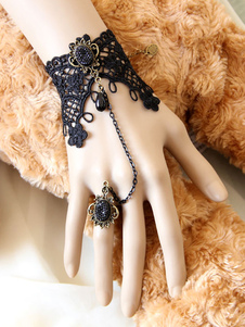 Ensemble de bijoux lolita noir tissé