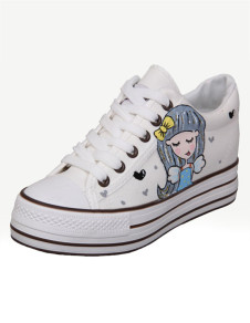 Sneakers en toile blanc imprimé à lacets