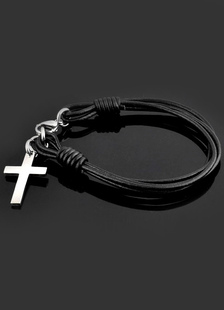 Bracelet homme argent pendentif croix style contemporaine fermoir homard