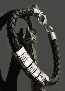 Mode tissés Bracelet de l'homme en acier inoxydable noir