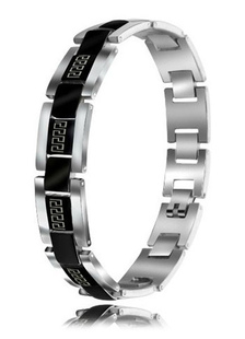 Bracelet homme en acier noir bicolore
