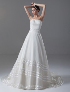 Chic robe mariage boule ivoire bustier en organza multicouche traîne courte