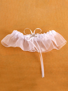 Jarretière de mariée princesse dentelle blanc