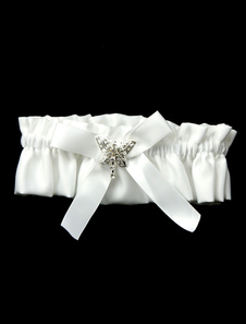 Jarretière Satin mariage magnifique blanc Bow