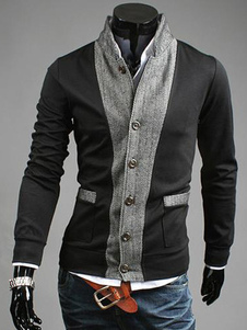 Blouson en coton bicolore à col montant