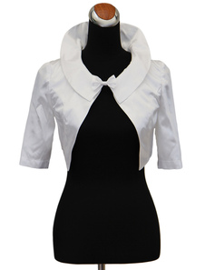 Boléro en satin mat blanc à lacets et 3/4 manche