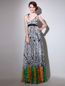 Robe fascinante de soirée A-ligne en chiffon avec perles effet encolure coeur