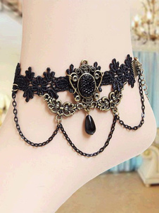 Bracelets de cheville noir métal Gothic Lolita mignon