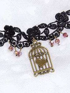 Collier noir métal doux élégant Lolita