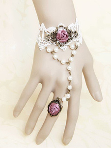 Bracelet Lolita mignon classique métal blanc avec anneau