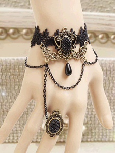 Lolita bracelet noir gothique avec chaîne