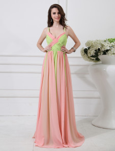 Robe merveilleuse de soirée rose A-ligne effet encolure coeur plissée