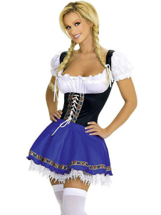 Toussaint Cosplay Costume bleu royal princesse femme barmaid en fibres en coton