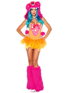 Costume coloré de démon en fausse fourrure pour femme