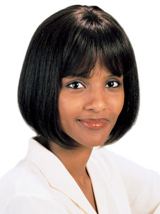 Perruque courte droite noire synthétique afro-américaine