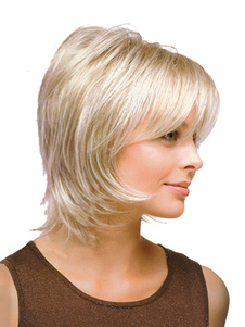 Perruque courte ivoire dégradée synthétique droite