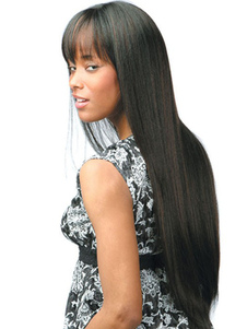 Perruque longue marronne synthétique droite