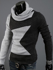 Sweat populaire blanc mode en coton bicolore avec col roulé