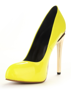 Escarpins à bout pointu et talon aigu en PU jaune
